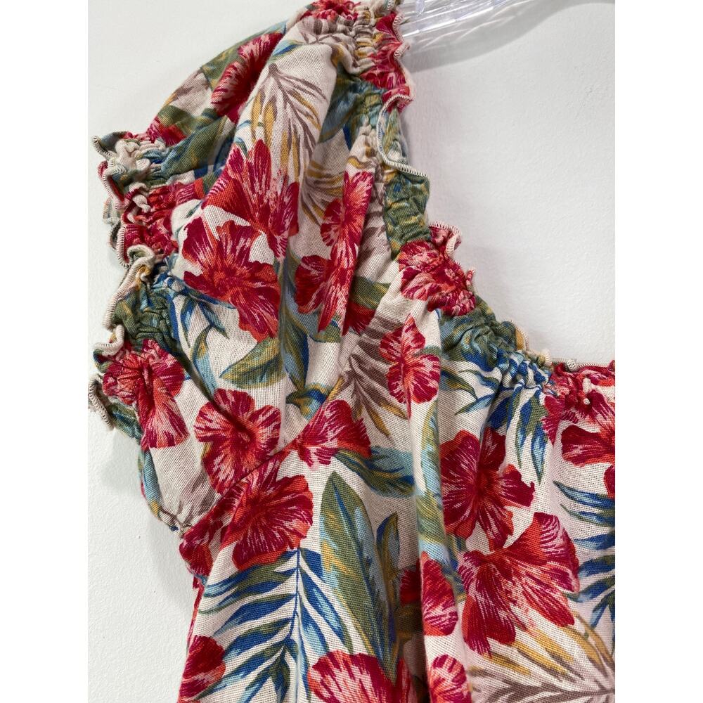 American Eagle Cotton Linen Floral‎ Cropped Off the Shoulder Floral Top Size M - Picture 5 of 9